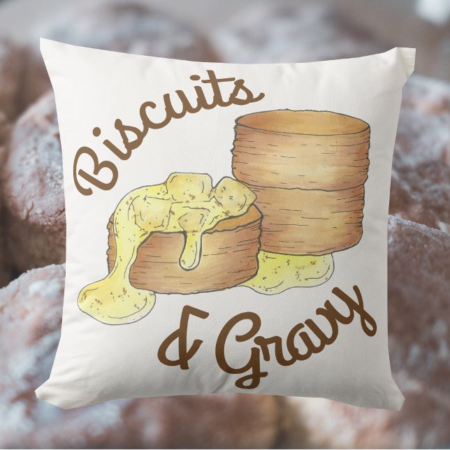 Koekjes en sauskorrelig Zuidelijke Ontbijtvoedsel Kussen (Biscuits and Gravy Pillow)