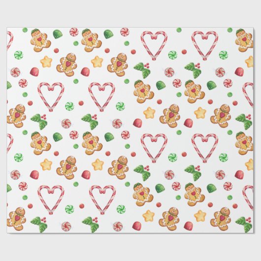 Koekjes en Snoep, zoete ontbijtkoeken Cadeaupapier (Vlak)