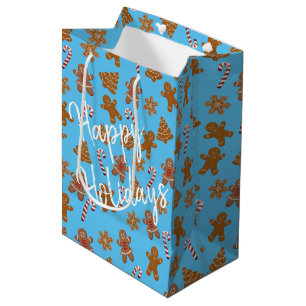 Koekjes en snoepjes op blauw medium cadeauzakje