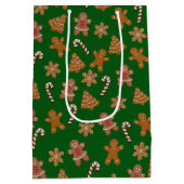 Koekjes en snoepjes op groen medium cadeauzakje (Achterkant)