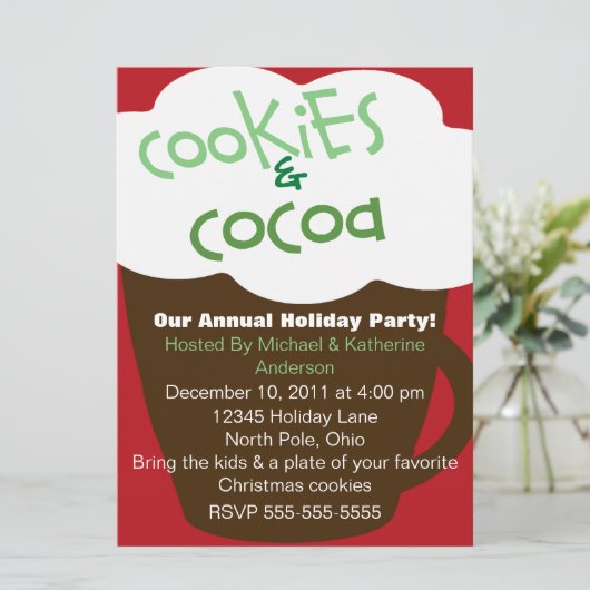 Koekjes en uitnodiging voor een cacao-feestdag (Staand voorkant)