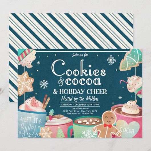 Koekjes en warme cacaofeestdagen kaart (Voorkant / Achterkant)