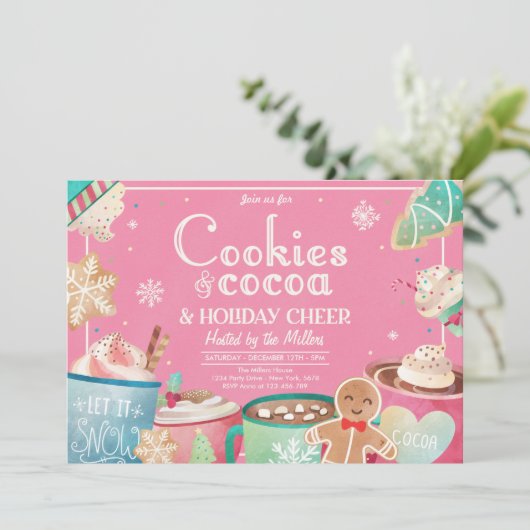 Koekjes en warme cacaofeestdagen kaart (Staand voorkant)