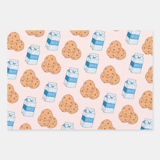 Koekjes in Melkblauw Wit Roze Patroon Inpakpapier Vel (Voorkant 3)