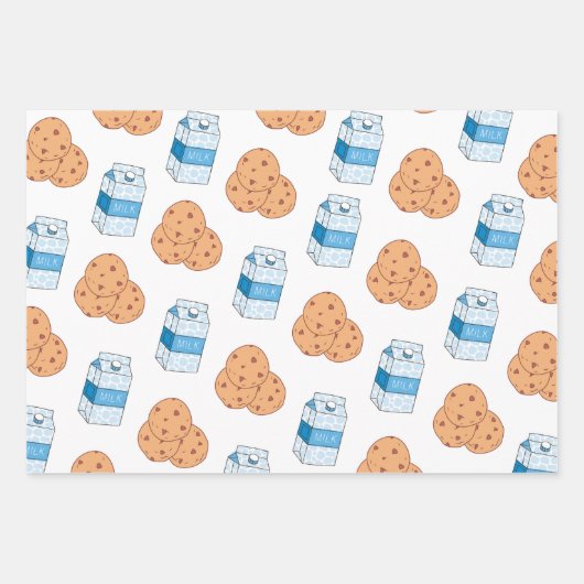 Koekjes in Melkblauw Wit Roze Patroon Inpakpapier Vel (Voorkant 2)