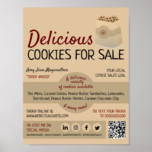 Koekjes in zak, koekjesverkoop poster (Voorkant)