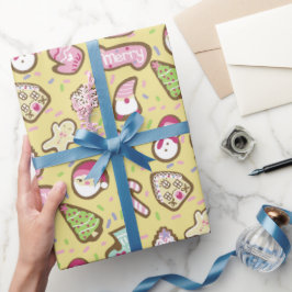Koekjes Kerst Geel Cadeaupapier