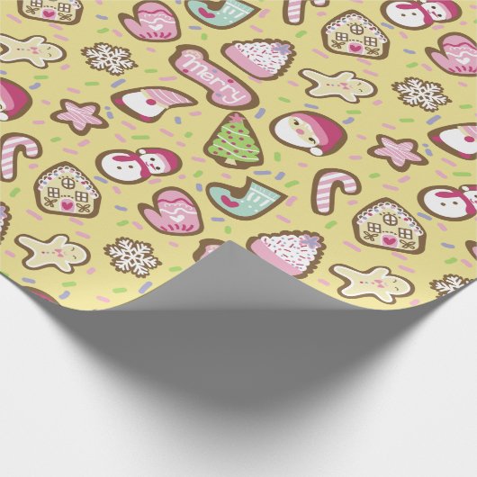 Koekjes Kerst Geel Cadeaupapier (Hoek)