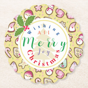 Koekjes Kerst Geel Kartonnen Onderzetters