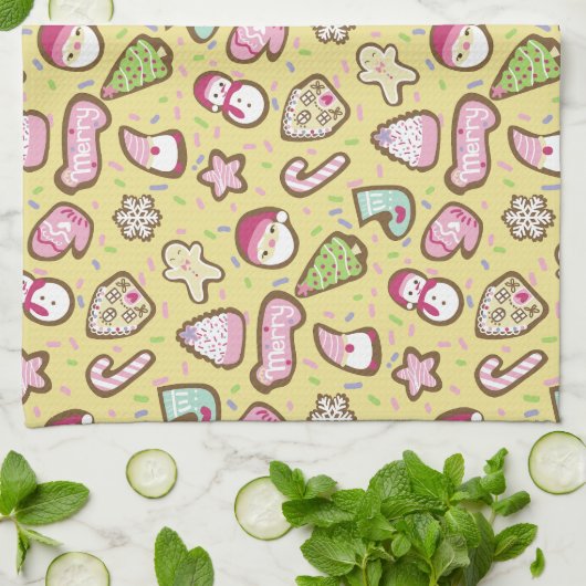 Koekjes Kerst Geel Theedoek (Gevouwen)