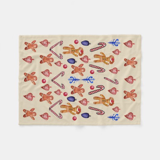 Koekjes, kerstdecor fleece deken (Voorkant (Horizontaal))