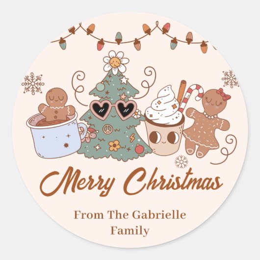 Koekjes Kerstmis Verjaardagsfeest Ronde Sticker (Voorkant)