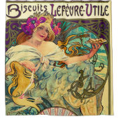 Koekjes Lefevre-Utile van Alphonse Mucha (1896) Douchegordijn (Voorkant)