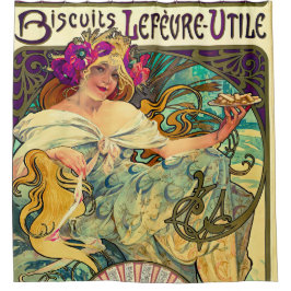 Koekjes Lefevre-Utile van Alphonse Mucha (1896) Douchegordijn