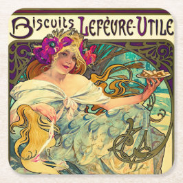 Koekjes Lefevre-Utile van Alphonse Mucha (1896) Kartonnen Onderzetters