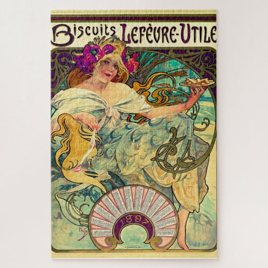 Koekjes Lefevre-Utile van Alphonse Mucha (1896) Legpuzzel (Verticaal)