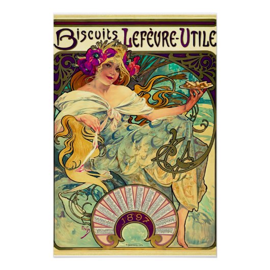 Koekjes Lefevre-Utile van Alphonse Mucha (1896) Perfect Poster (Voorkant)