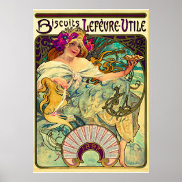 Koekjes Lefevre-Utile van Alphonse Mucha (1896) Poster