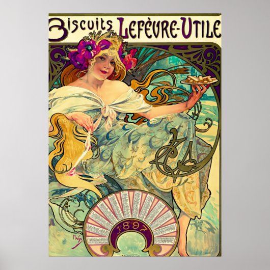 Koekjes Lefevre-Utile van Alphonse Mucha (1896) Poster (Voorkant)