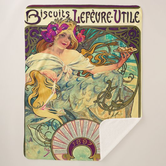 Koekjes Lefevre-Utile van Alphonse Mucha (1896) Sherpa Deken (Voorkant)