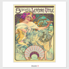 Koekjes Lefevre-Utile van Alphonse Mucha (1896) Sticker
