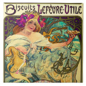 Koekjes Lefevre-Utile van Alphonse Mucha (1896) Tegeltje (Voorkant)