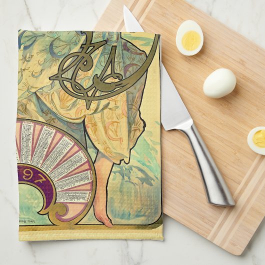 Koekjes Lefevre-Utile van Alphonse Mucha (1896) Theedoek (Quarter Fold)