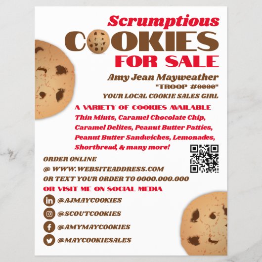Koekjes Logo, koekjesverkoop Flyer (Voorkant)