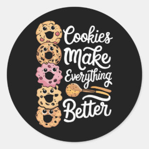 Koekjes maken alles beter grappige kerstmis ronde sticker