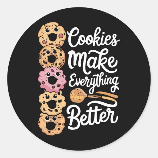 Koekjes maken alles beter grappige kerstmis ronde sticker (Voorkant)