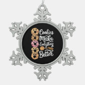 Koekjes maken alles beter grappige kerstmis tin sneeuwvlok ornament (Voorkant)