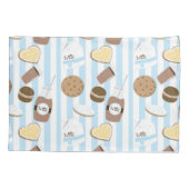 Koekjes & Melk Blauw Witte Gestreepte Jongens Kussensloop (Achterkant)