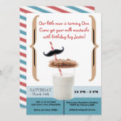 Koekjes & Melk Mustache voor eerste verjaardag Kaart (Voorkant / Achterkant)