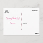 Koekjes & Melk Roze Meisjes Verjaardag Briefkaart (Achterkant)