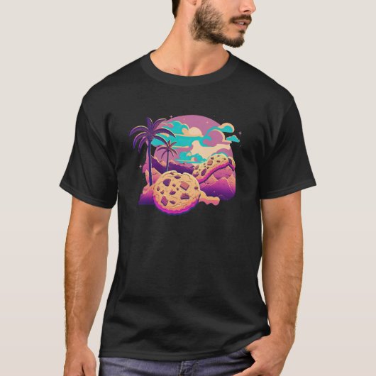 Koekjes met geglitchte 80s synthwave-esthetiek t-shirt (Voorkant)