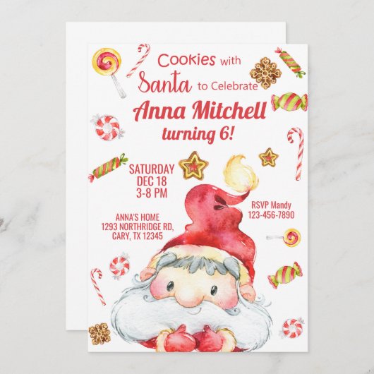 Koekjes met kerstuitnodiging voor kerstmis. kaart (Voorkant / Achterkant)