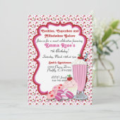 Koekjes, Milkshake en Cupcake Invitation 2 Kaart (Staand voorkant)