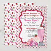Koekjes, Milkshake en Cupcake Invitation 2 Kaart (Voorkant / Achterkant)
