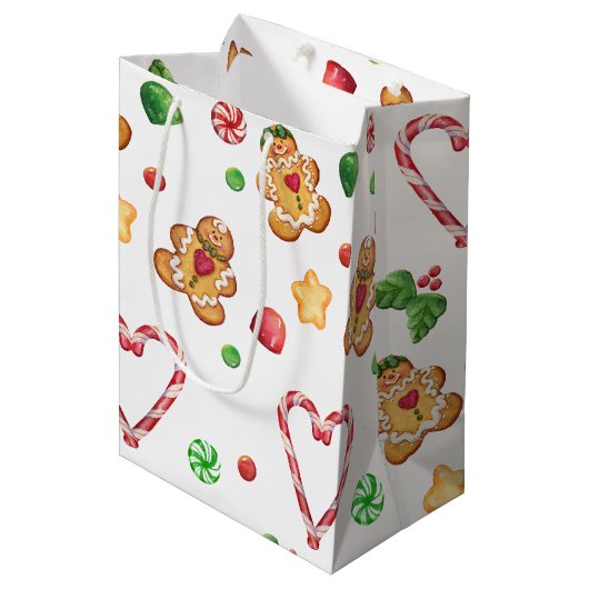 Koekjes, peppermint-harten, druppels medium cadeauzakje (Voorkant Gekanteld)