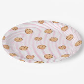 Koekjes Roze strepen Birthday Party Papieren Bordje (Gekanteld)