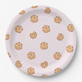 Koekjes Roze strepen Verjaardagsfeestje Papieren Bordje