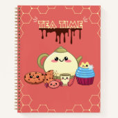koekjes van kawaii en warme thee notitieboek (Voorkant)