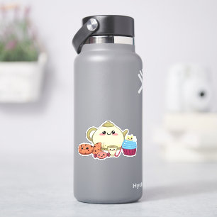 koekjes van kawaii en warme thee sticker