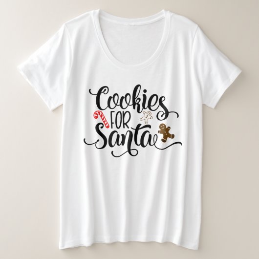 Koekjes voor kerstmis met kerstmis grote maat t-shirt (Design voorkant)