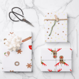 Koekjes voor ontbijtkoeken en gesorteerde restante inpakpapier vel