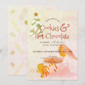 Koekjes & Warme Chocolade Winter Verjaardagsuitnod Feestdagenkaart (Voorkant / Achterkant)