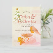 Koekjes & Warme Chocolade Winter Verjaardagsuitnod Feestdagenkaart (Staand voorkant)