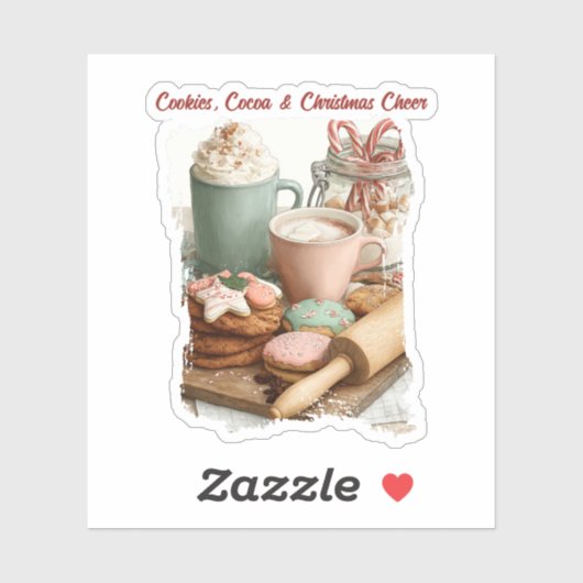 Koekjes, warme chocolademelk en Kerstvreugde Sticker (Vel)