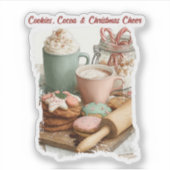 Koekjes, warme chocolademelk en Kerstvreugde Sticker (Voorkant)