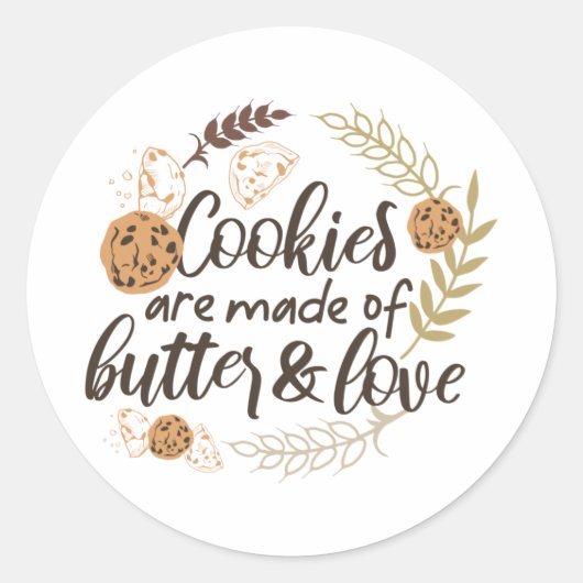 Koekjes zijn gemaakt van Butter en Love Ronde Sticker (Voorkant)
